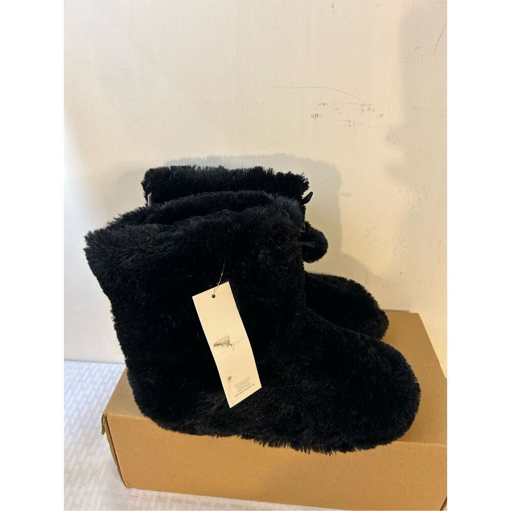 Capellini ankle boot slipper‎ faux fur new missing pom poms